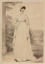 貴婦人の肖像、1799年（織り紙にインクと鉛筆）